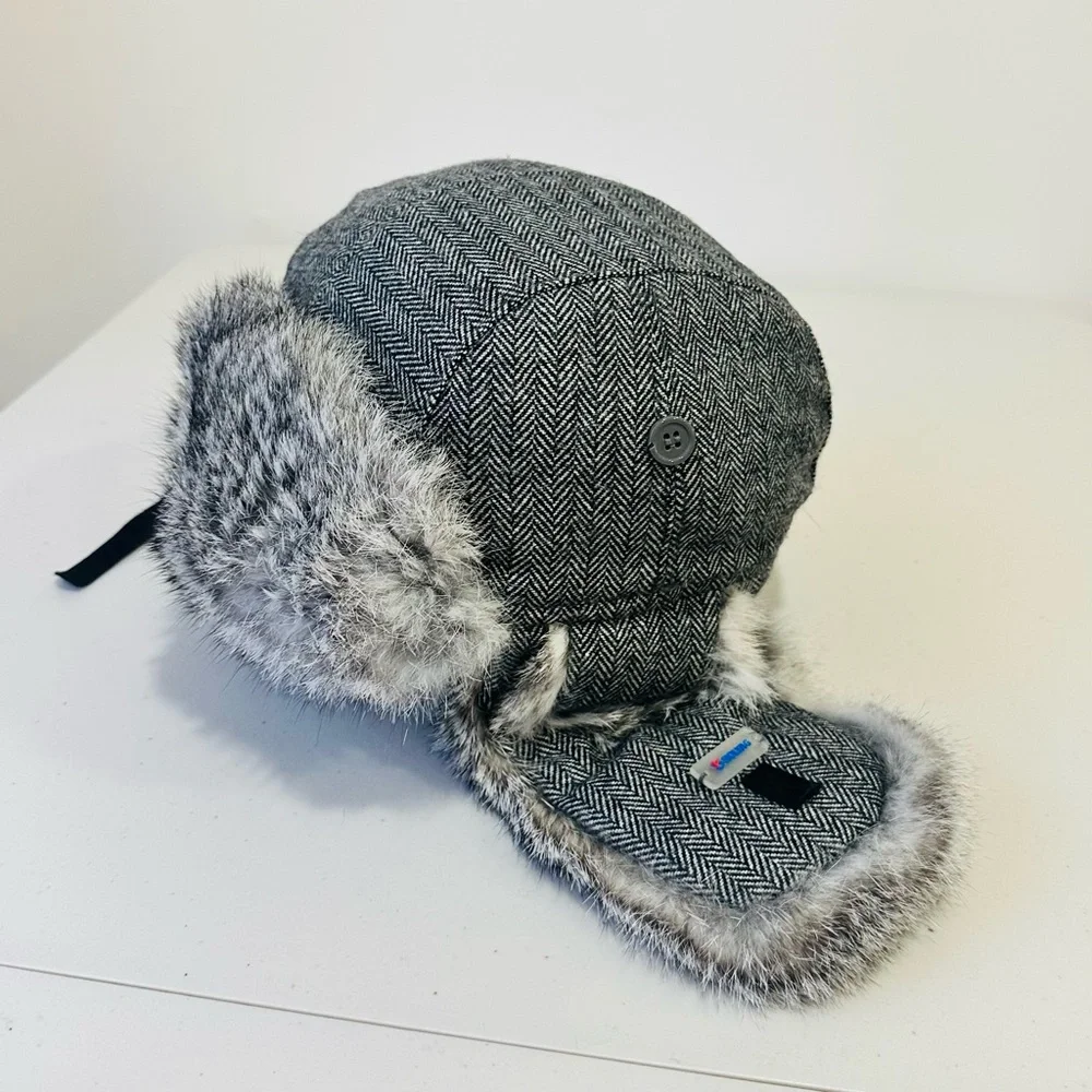 Men Wool Blend‎ Trapper Hat with Fur Ear Flap Winter Warm S/M